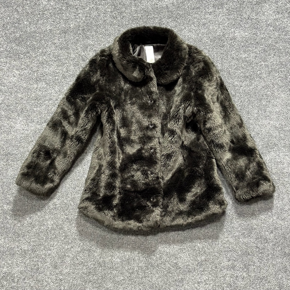 Gymboree Coat Girls 9-10 Brown Faux Fur Button Front Lined Winter Warm Jacket